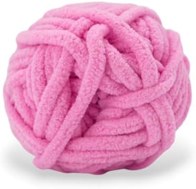Size 6 Chenille Yarn 150g/96yds, 100% Polyester, Never Compressed to Keep Yarn Fluffy, 3 Packs, Each Skein - 1.76oz/50g, 32yds/35m, for Crocheting and Amigurumi, Ice Cream Pink, Color 2