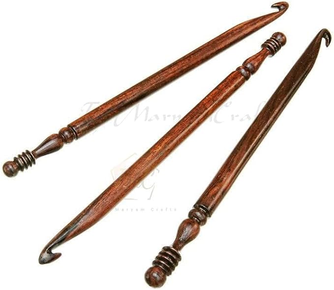 Rosewood Crochet Hook Set | 15PCS (3.5MM-25MM) | Handmade Wooden Needles | Engraved Sizes | Smooth Grip for Knitting, Crocheting, Yarn & Wool | Perfect for DIY Craft Projects & Gifts
