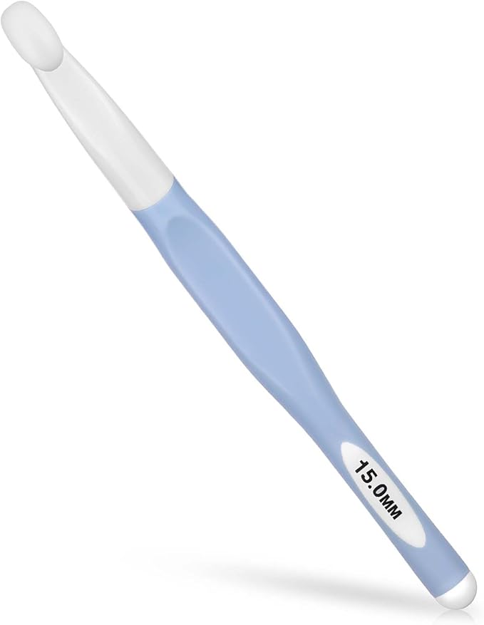 15mm Large Size Crochet with Ergonomiv Handle, Long Rubber Handle Crochet Hook, Knitting Giant Crochet Hooks for Chunky Yarn, Scarf, DIY, Wool Products(15mm)