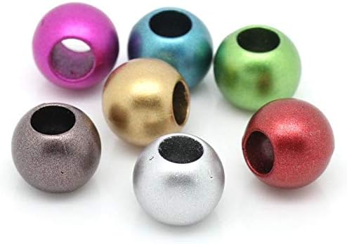 matte metallic acrylic large hole beads 12mm with 5.7mm hole, multicolor