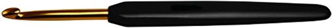 KnitPro Gold Aluminum Single-Ended Crochet Hook with Black Soft Handle | 2.25mm