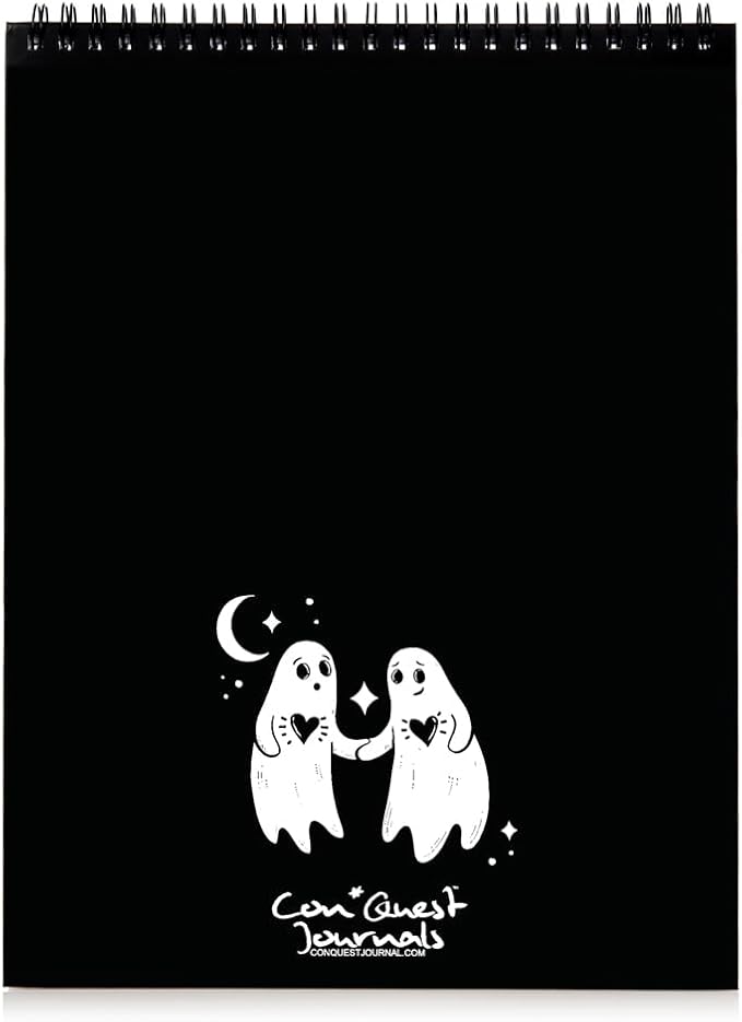 Conquest Journals Waiting for The Night Gothic Love Coloring Book, Goth Valentine's Day-Inspired Designs to Color, 30 Perforated Pages, Top-Spiral, Durable Bookboard-Wrapped Back Cover, 8'' x 10.5''