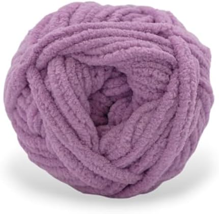 Size 6 Chenille Yarn 150g/96yds, 100% Polyester, Never Compressed to Keep Yarn Fluffy, 3 Packs, Each Skein - 1.76oz/50g, 32yds/35m, for Crocheting and Amigurumi, Lavender Purple, Color 3