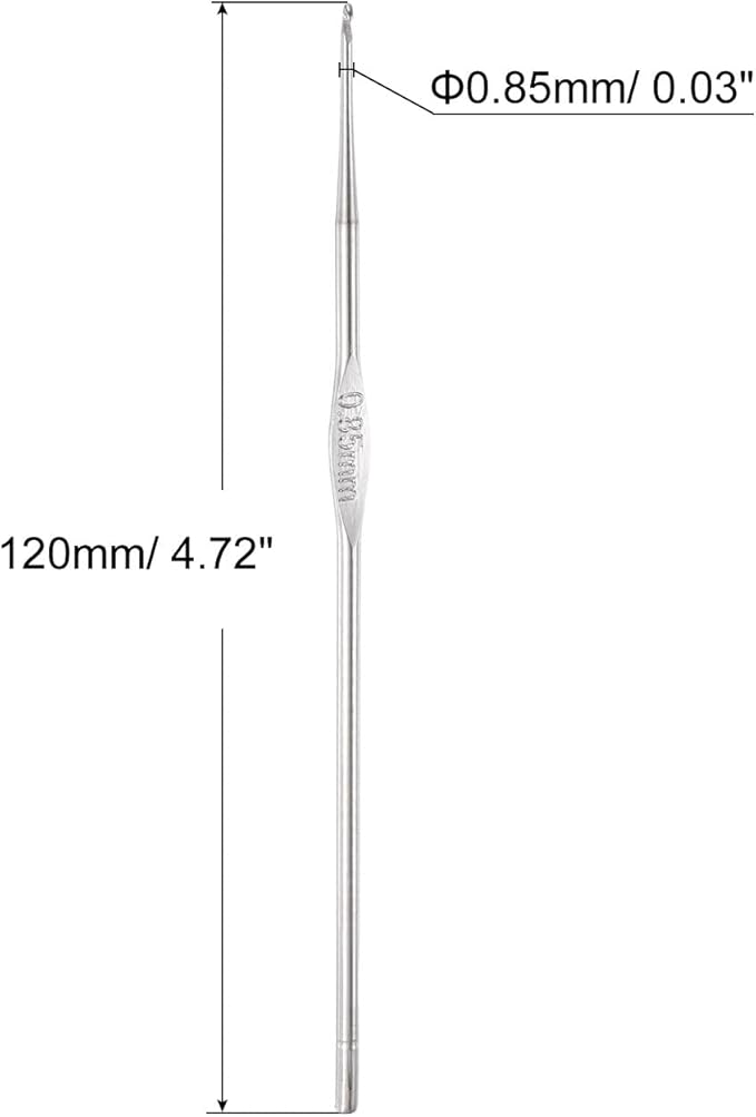 uxcell 20Pcs Crochet Hook Stainless Steel 0.85mm US Size 13 Metal Knitting Needles for DIY Craft Lace Yarn