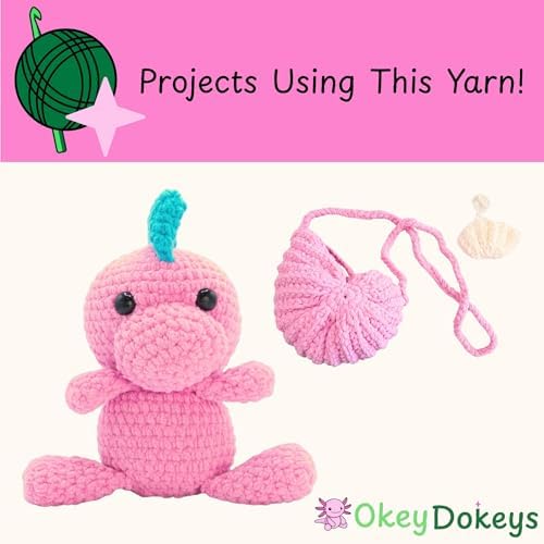 Size 6 Chenille Yarn 150g/96yds, 100% Polyester, Never Compressed to Keep Yarn Fluffy, 3 Packs, Each Skein - 1.76oz/50g, 32yds/35m, for Crocheting and Amigurumi, Ice Cream Pink, Color 2