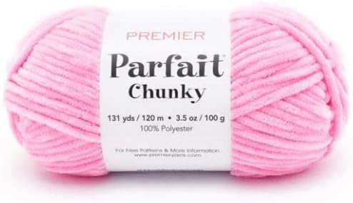 Premier Yarns Parfait Chunky Chenille Yarn 3.5 Oz 6 Super Bulky Weight 3 Pack Bundle with Bella's Stitch Place Holders (Bubblegum)