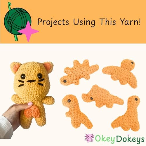 Mix and Match Colors, Automatic Discount at Checkout – Size 6 Chenille Yarn (50g 38yds) – for Crocheting and Knitting, Blankets, Plushies, Amigurumi, and Home Decor – Yellow Orange Yarn, Color 10