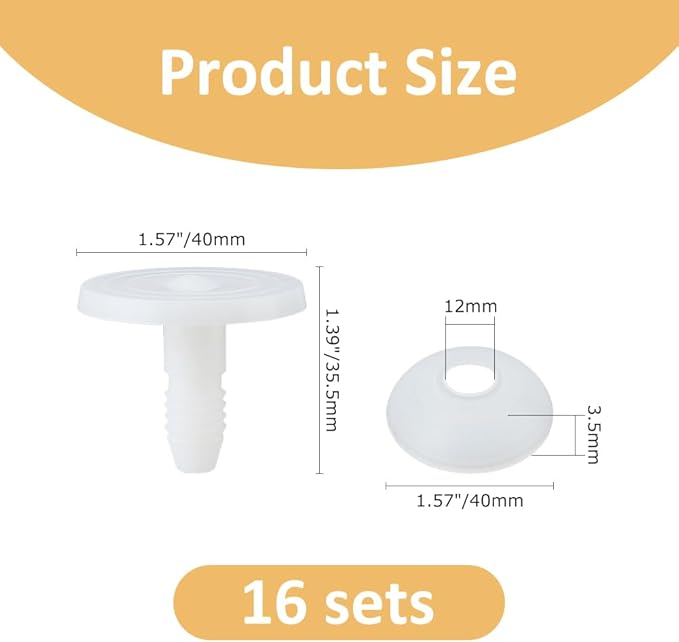 SUPERFINDINGS 16 Sets Doll Joints 40mm Safety Joints Movable Joint Plastic Joints for Amigurumi Crochet Animal Joints Body Joints with Washers Limbs and Head Joints for Soft Teddy Bear Making