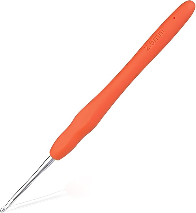 2.5 mm Crochet Hook, Ergonomic Handle for Arthritic Hands, Extra Long  Knitting Needles for Beginners and Crocheting Yarn (2.5 mm)