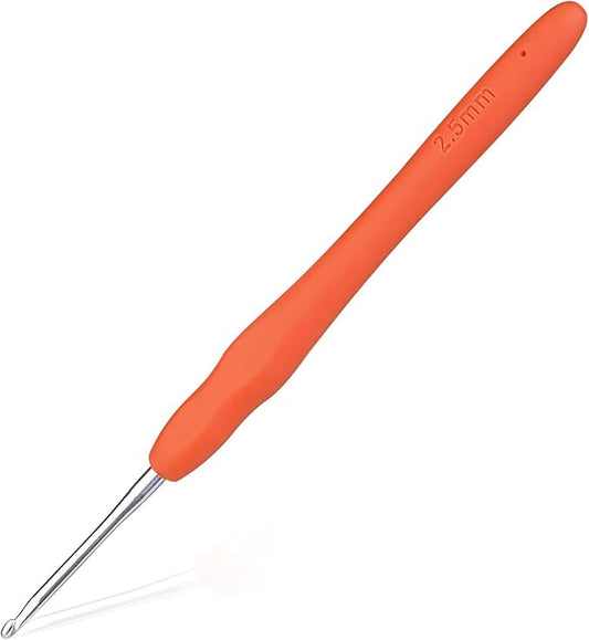 2.5 mm Crochet Hook, Ergonomic Handle for Arthritic Hands, Extra Long  Knitting Needles for Beginners and Crocheting Yarn (2.5 mm)
