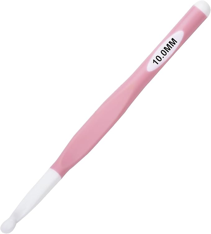 Hobekoee 10mm Large Crochet Hook,Huge Crochet Hooks for Chunky Yarn,Extra Long Crochet Hooks with Soft Ergonomic Handle for Crocheting Yarn,Wool Roving