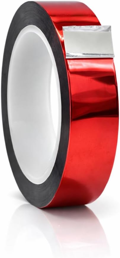 WOD MPFT2 Red Metalized Polyester Mylar Film Tape with Acrylic Adhesive, 1 inch x 72 yds. Vibrant Mirror Red Tape, Decor Tape for Detailing Accent Wall, Graphic Arts, Car and Boat Trim