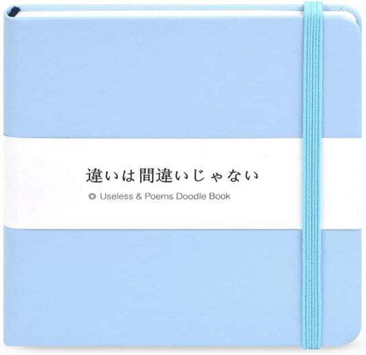 Mifuner Small Square 5x5 80gsm Mini Notebooks Blank Pages Sketchbooks Travel Journal Pocket Hardcover Paint Writing Notebook Blank Diary Memo Planner Sketchbook PU Leather Cover, Blue