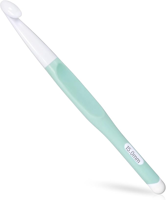 15mm Large Crochet Hook with Ergonomic Handle, Big Crochet Hooks for Chunky Yarn, Rubber Handle Crochet Hook, Professional Huge Crochet Needles for Beginners and Experiecced Crochet Lover