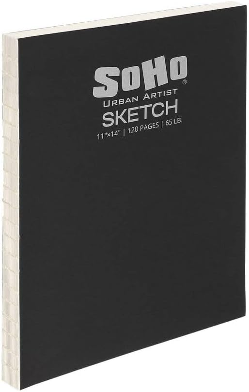 SoHo Urban Artist Open Bound Sketch Pads - Open Coptic Bound Sketch Pads for Drawing, Calligraphy, Any Dry Media, & More! - [White - 11x14 - Single]