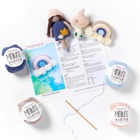 Premier Minikins Yarn 9-Pack Bundle with Bella's Crafts Stitch Markers (Earth Tones)