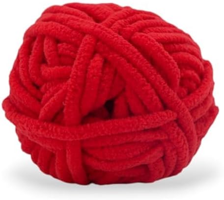 Size 6 Chenille Yarn 150g/96yds, 100% Polyester, Never Compressed to Keep Yarn Fluffy, 3 Packs, Each Skein - 1.76oz/50g, 32yds/35m, for Crocheting and Amigurumi, Hearted Red, Color 18