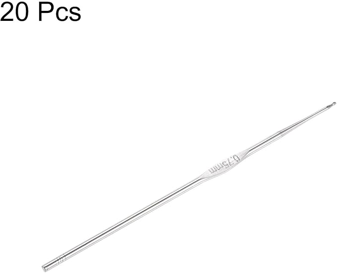 uxcell 20Pcs Crochet Hook Stainless Steel 0.75mm US Size 14 Metal Knitting Needles for DIY Craft Lace Yarn