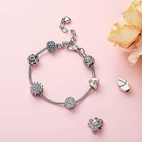 Hicarer 20 Pcs Chain Bracelet for Jewelry Making Women DIY Adjustable Snake Charm Bracelet with Heart Shape Extender Chain(Silver)