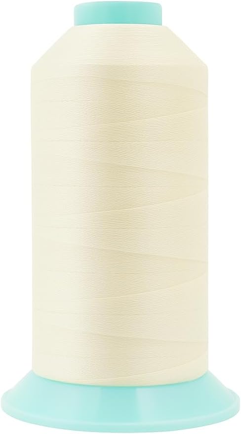 Mandala Crafts Size 207 630D T210 Bonded Nylon Thread - Ivory 800 YDs Tex 210 Heavy Duty Sewing Threads for Leather, Jeans, Weaving, Outdoor Marine Upholstery