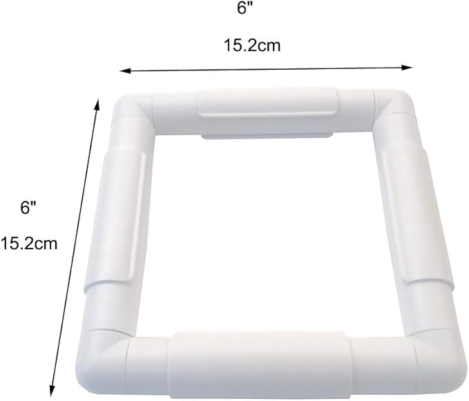 6 x 6 plastic cross stitch frame square embroidery hoop white diy sewing tools sewing hoop handhold craft clip embroidery snap frame hoop for cross stitching quilting (6 x 6)