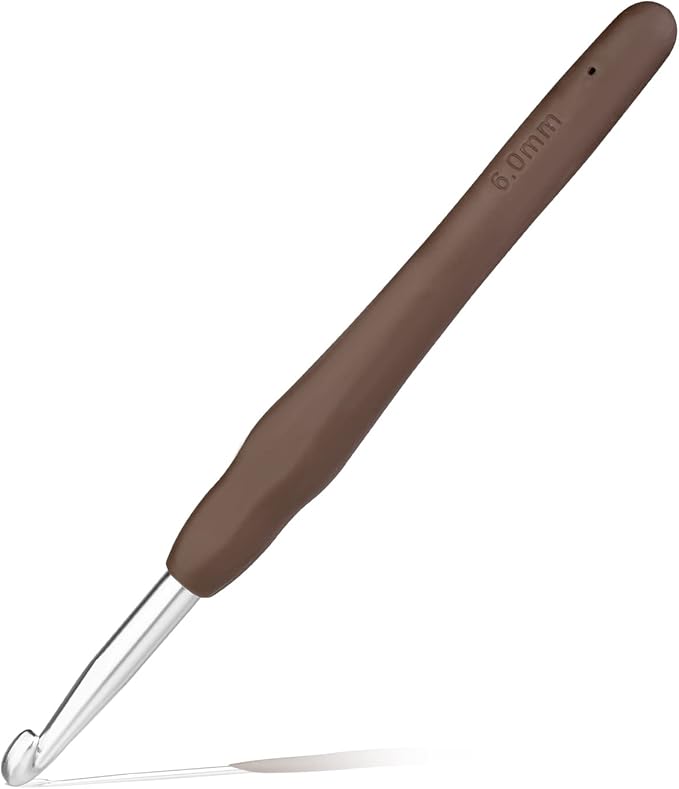 6 mm Crochet Hook, Ergonomic Handle for Arthritic Hands, Extra Long  Knitting Needles for Beginners and Crocheting Yarn (6 mm)