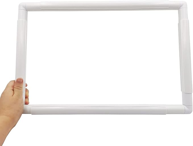 17 x 11" plastic cross stitch frame square embroidery hoop white diy sewing tools sewing hoop handhold craft clip embroidery snap frame hoop for cross stitching quilting (17 x 11")