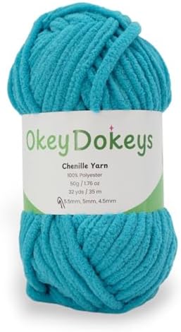 Size 6 Chenille Yarn 50g/32yds, 100% Polyester, Never Compressed to Keep Yarn Fluffy, 1 Pack, Each Skein - 1.76oz/50g, 32yds/35m, for Crocheting and Amigurumi, Klein Blue, Color 16