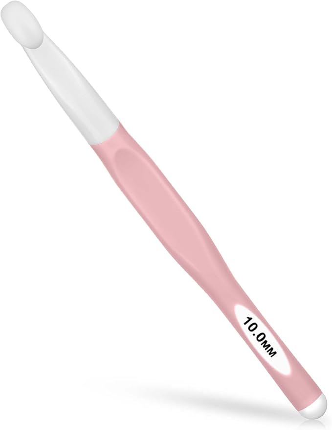 10mm Large Size Crochet with Ergonomiv Handle, Long Rubber Handle Crochet Hook, Knitting Giant Crochet Hooks for Chunky Yarn, Scarf, DIY, Wool Products(10mm)