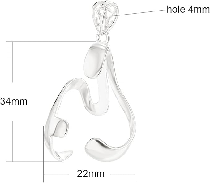 925 Sterling Silver Oval Cabochon Pendant Setting fit 22X34mm Irregular Stone Necklace Charm for Handmade Jewelry