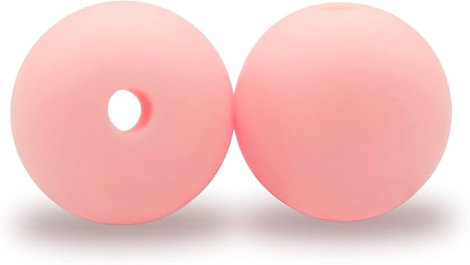 DIYOMR 100Pcs Silicone Beads, Single Color Beads Silicone Round Beads Rubber Craft Beads Bracelet Necklace Beads for Keychain Jewelry Lanyard DIY Crafts Making (12mm,Pink)