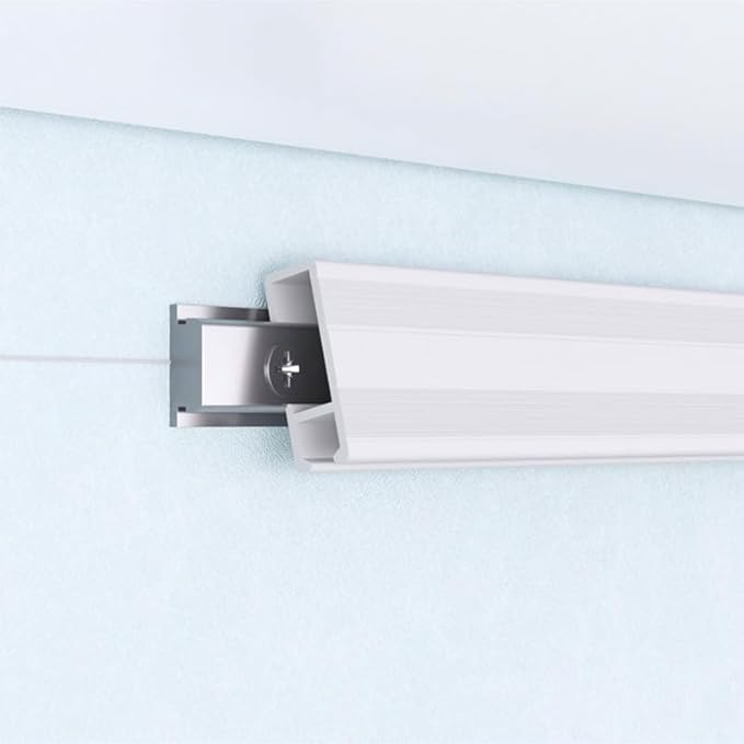 Picture Hanging Systems, for Art Galleries, Home, Two 48inch Rails, Click Rail Kits (2 White Rails 4 Nylon Cords & 4 Hooks)