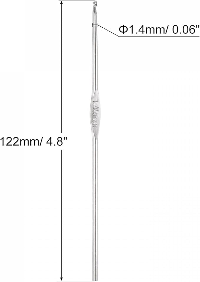 uxcell Stainless Steel Crochet Hook 1.4mm US Size 9 Knitting Needles for DIY Craft Yarn 6Pcs