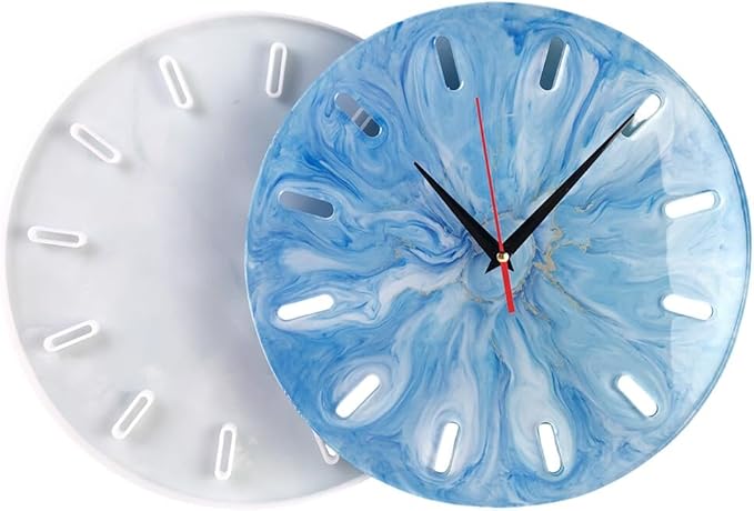 Clock Molds for Resin Casting Round Clock Wall Decor Clock Silicone Mold with Clock Movement for Wall Clack Art Home Decoration Hanging Ornaments DIY Epoxy Resin Mold Kit