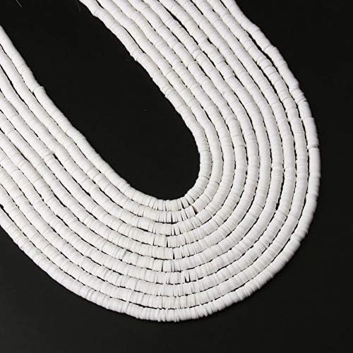 3600 pcs White Clay Beads for Bracelets Making, 10 Strands Flat Round Polymer Clay Beads 6mm Spacer Heishi Beads for Jewelry Making Earring Necklace