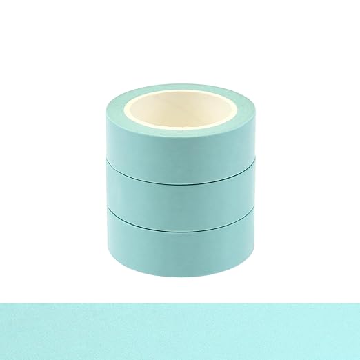 NatSumeBasics 3 Mint Green Washi Tapes Plain Decorative Masking Tape 32 Feet Self-Adhesive Tapes for Packaging Decor Journals Scrapbooks Planners (Mint Green)