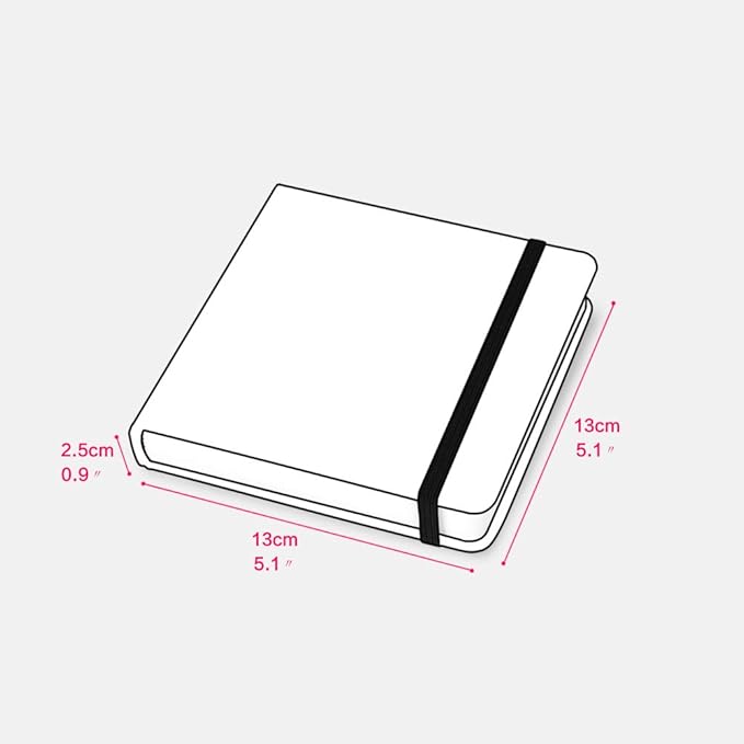 Square 5.1x 5.1" 165gsm Colored pencil paint watercolor sketchbook Journal Hardbound 128pgs（64 Sheets Front Back Cold Pressed）Handmade Cloth Cover Travel for Calligrapher Doodles Tiny Leaf Blue