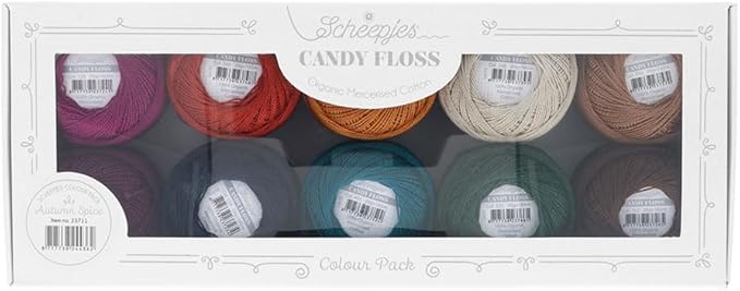 Scheepjes Candy Floss Color Pack, 10 x 20 g (0.71 oz Each) Autumn Spice - Mercerized Cotton for Crochet and Knitting
