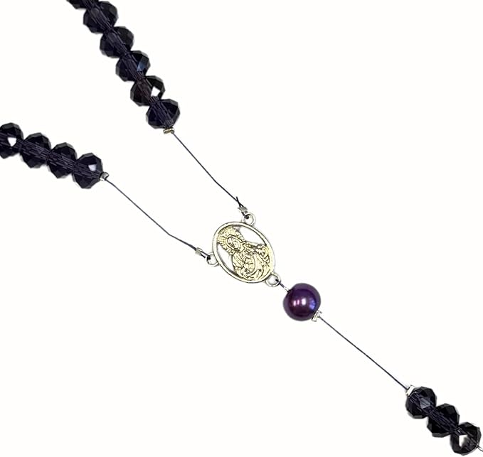 Linpeng Rosary Making Kit, Purple Catholic Prayer Necklace Supplies, DIY Jewelry Supplies, Gift for Beader, 1 Pack