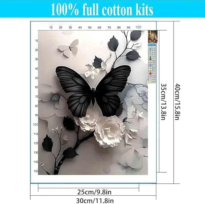 Butterfly Stamped Cross Stitch Kits - Counted Cross Stitch Kits for Beginners Adults Needlepoint Cross-Stitch Patterns Dimensions Needlecrafts Embroidery Kits Arts and Crafts 12x16 inch