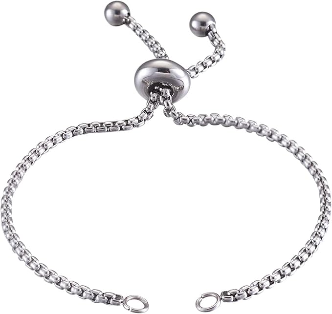 FASHEWELRY 10Pcs Stainless Steel 9" Slider Extender Box Chain Bracelet Adjustable with Ball End for Bracelet Jewelry Making