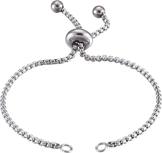 FASHEWELRY 10Pcs Stainless Steel 9" Slider Extender Box Chain Bracelet Adjustable with Ball End for Bracelet Jewelry Making