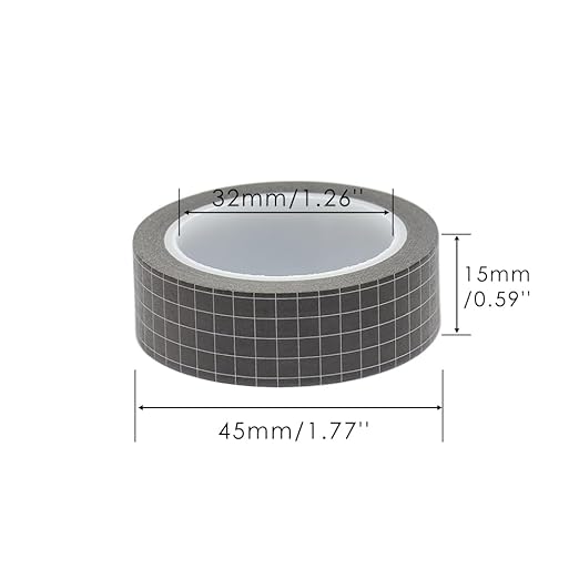 Mogoostry 2 Rolls Grid Washi Tapes 0.6inch Width Black Plaid Adhesive Paper Decorative Masking Tapes for DIY Craft Party Decor Gift Wrapping Box Label