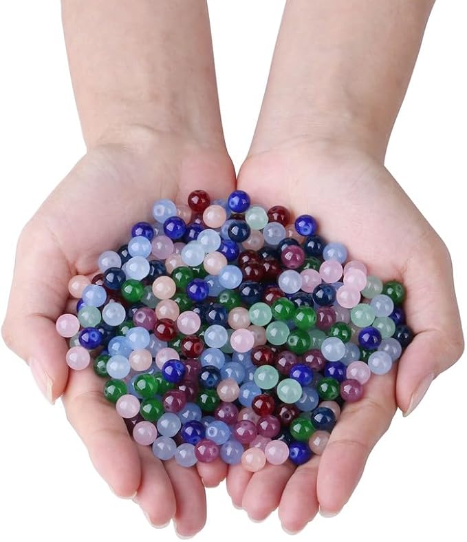 500Pcs Glass Beads 10 Colors 8mm for Jewelry Making, Mix Round Crystal Crafts Beads for Bracelet Necklaces Kit Earring DIY(Colored)