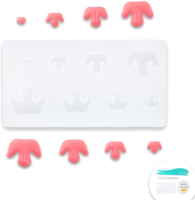Nuvretk 8 Cute Silicone Molds for Needle Felting - Cat Nose Shapes for Stuffed Animals, DIY Crafts, and Accessories (Garfield)