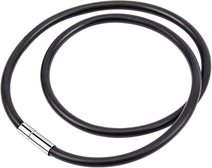PH PandaHall 5 Strands 4mm Black Rubber Necklace for Jewelry Making, Round Necklace Cord with Platinum Color Brass Clasps for Men Women, 18.11 Inches Long
