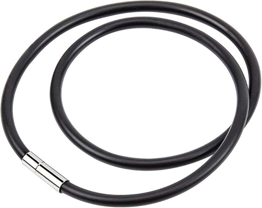 PH PandaHall 5 Strands 4mm Black Rubber Necklace for Jewelry Making, Round Necklace Cord with Platinum Color Brass Clasps for Men Women, 18.11 Inches Long