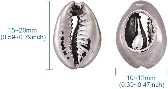 Cheriswelry 50pcs Electroplated Shell Beads Gunmetal Cowrie Shells Spiral Sea Shell Summer Beach Loose Spacer Beads for Bracelet Craft Jewelry Making Fish Tanks Home Decoration 15~20mm