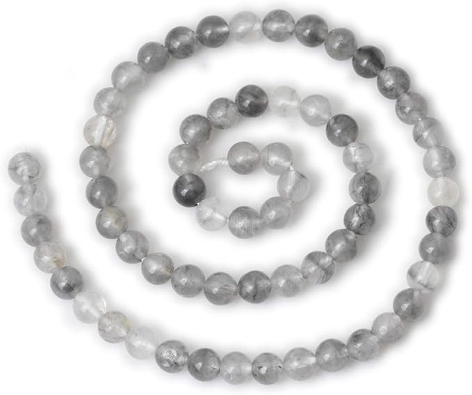 cheavian 60pcs 6mm natural cloud crystal gemstone round loose beads crystal energy stone healing power for jewelry making 1 strand 15"
