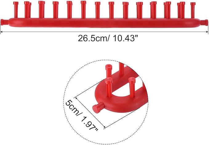PATIKIL 26 Hooks 26cm Knitting Loom Machines Kit, Plastic Darning Weave Tool with Accessories for Scarf Sweater Shawl Blankets Mending Weaving Stitching, Red